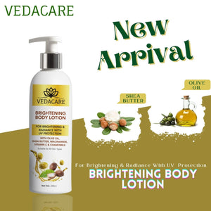 Vedacare Brightening Body Lotion With Olive oil, Shea Butter, Niacinamide, Vitamin C & Chamomile