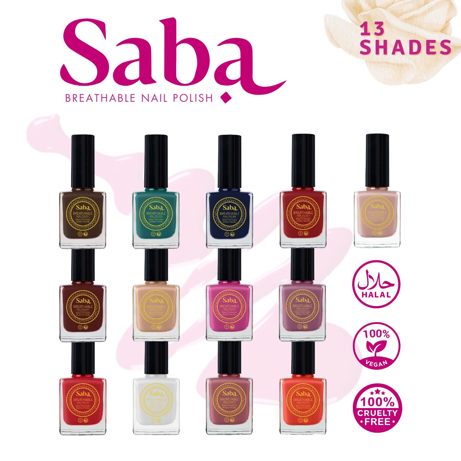 Saba Breathable Halal & Vegan Wudhu Friendly Nail Polish