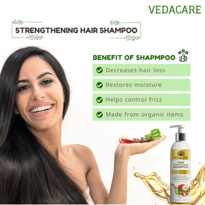 Vedacare Hair Strengthening Shampoo With Apple Cider, Moroccan Argan Oil, Aloe Vera and Almond Oil