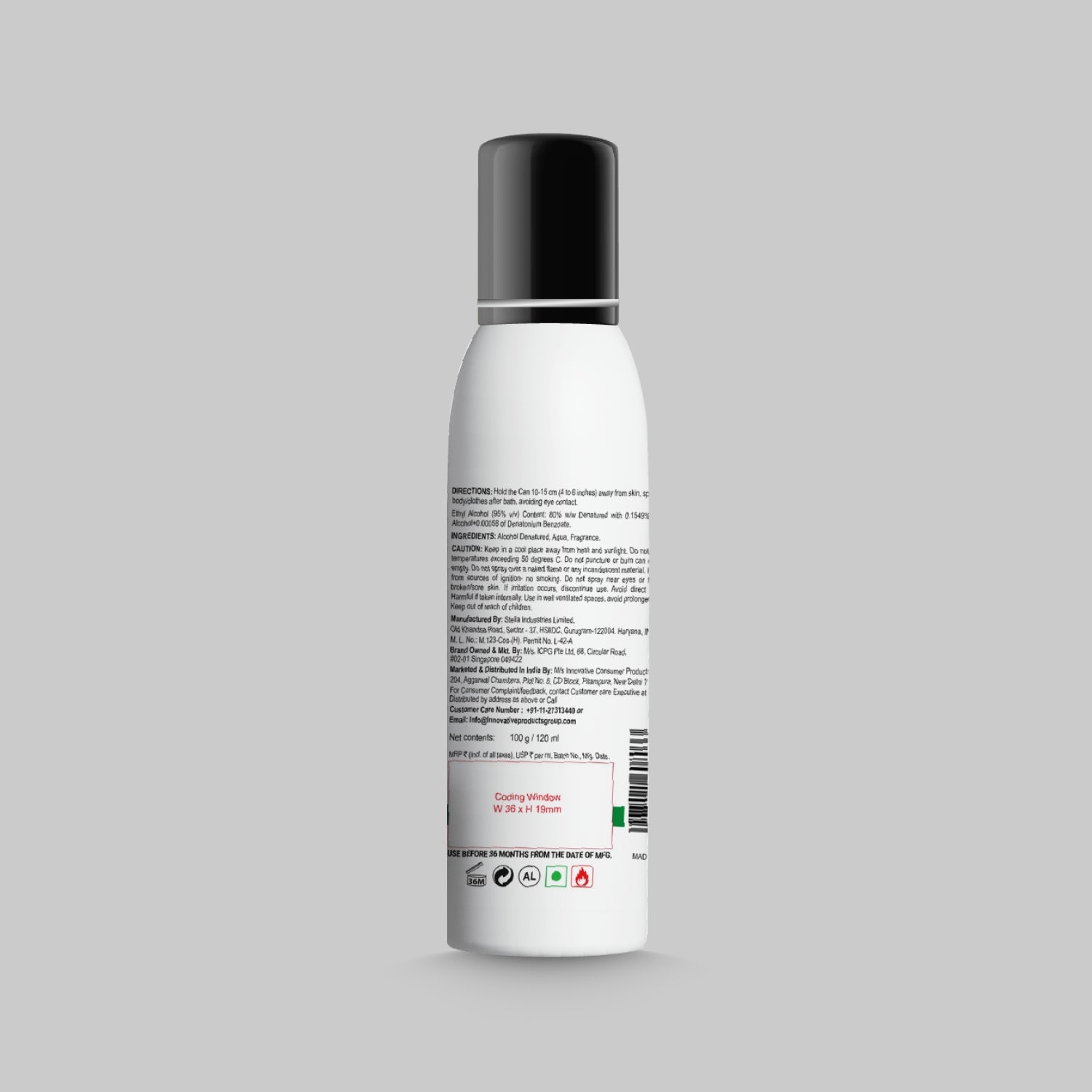 Wolf - NO Gas Perfumed Body spray - Arctic- 120 ml