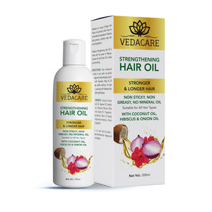 Vedacare Strengthening Hair Oil With Coconut Oil, Hibiscus and Onion - 200 ml