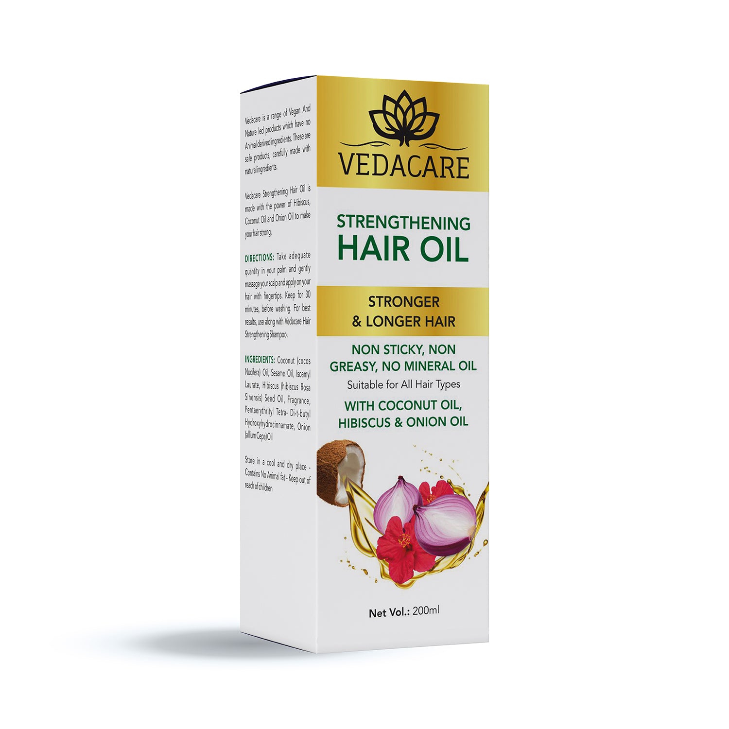 Vedacare Strengthening Hair Oil With Coconut Oil, Hibiscus and Onion - 200 ml