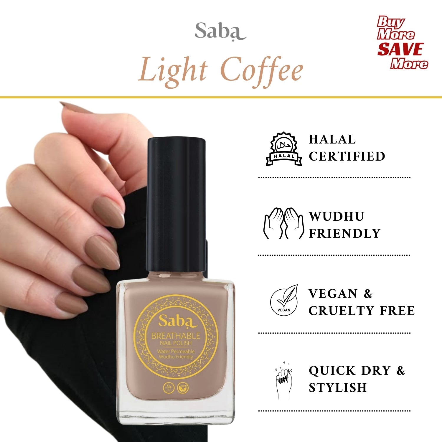 Saba Breathable Nail Polish - Light Coffee