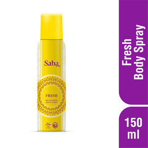 Saba Fresh Perfumed Body Spray Deodorant - Long Lasting Fragrance - Alcohol Free