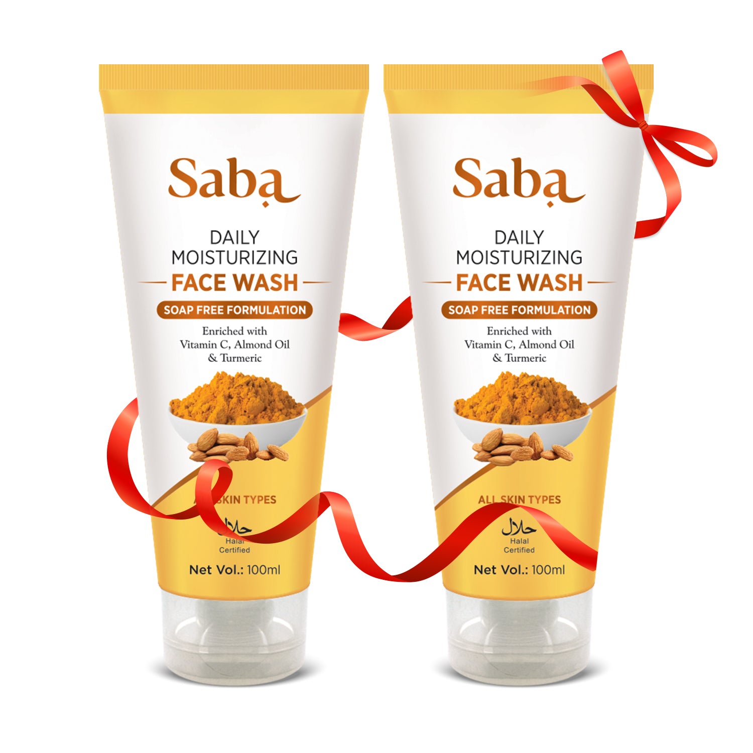 Saba Natural Turmeric & Almond Daily Moisturizing Soap Free Facewash - Pack of 2 units