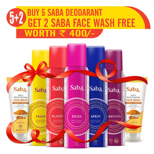 Saba Afrin Filza Ambition Fresh Playful Deodorant No Alcohol Body Spray Pack of 5