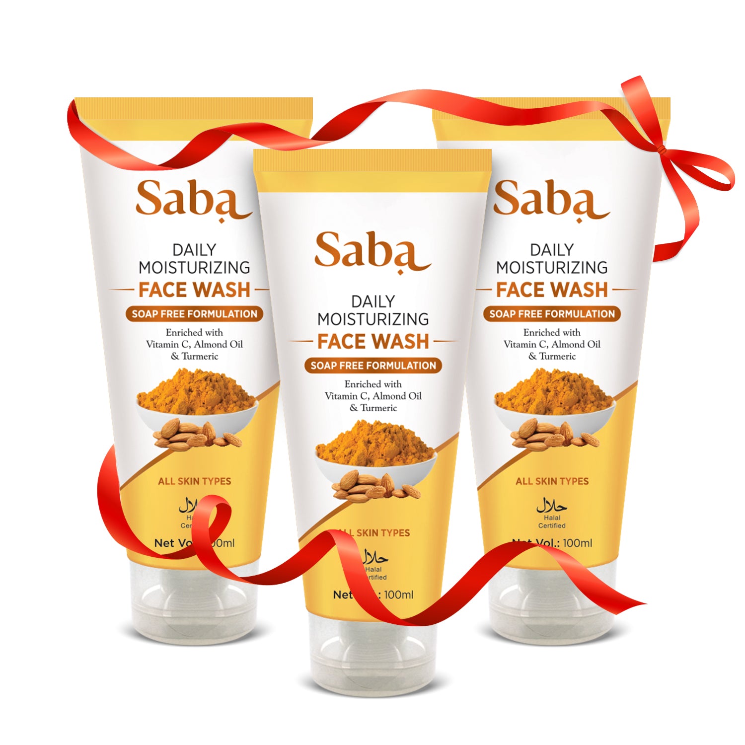 Saba Natural Turmeric & Almond Daily Moisturizing Soap Free Facewash - pack of 3 units