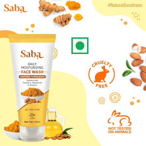 Saba Natural Turmeric & Almond Daily Moisturizing Soap Free Facewash - pack of 3 units