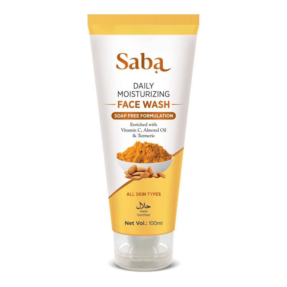 Saba Natural Turmeric & Almond Daily Moisturizing Facewash pack of 2 with Saba Natural Neem Soap Free Facewash