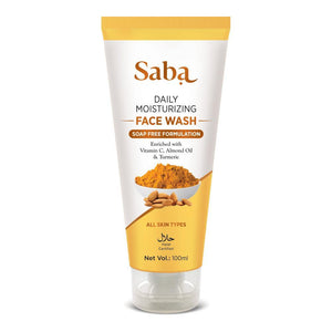 Saba Natural Turmeric & Almond Daily Moisturizing Facewash pack of 2 with Saba Natural Neem Soap Free Facewash