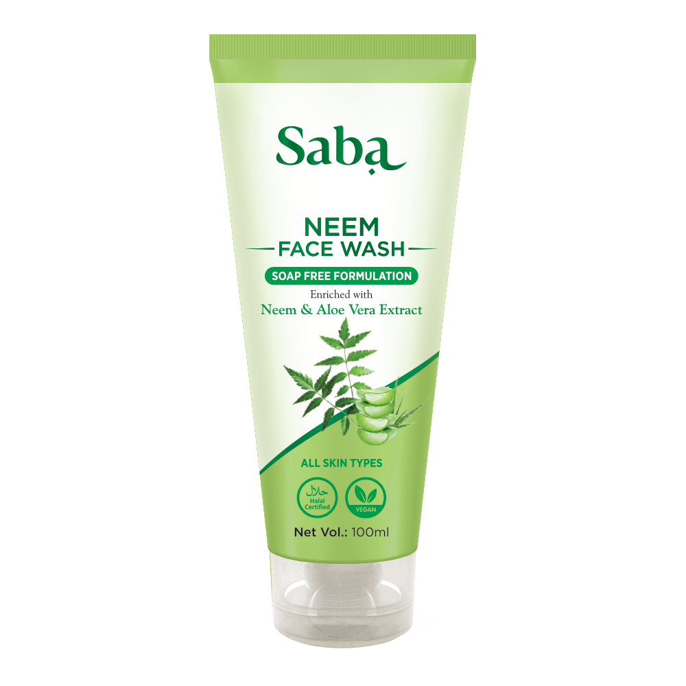 Saba Natural Neem Soap Free Facewash pack of 2 with Saba Natural Turmeric & Almond Daily Moisturizing Facewash