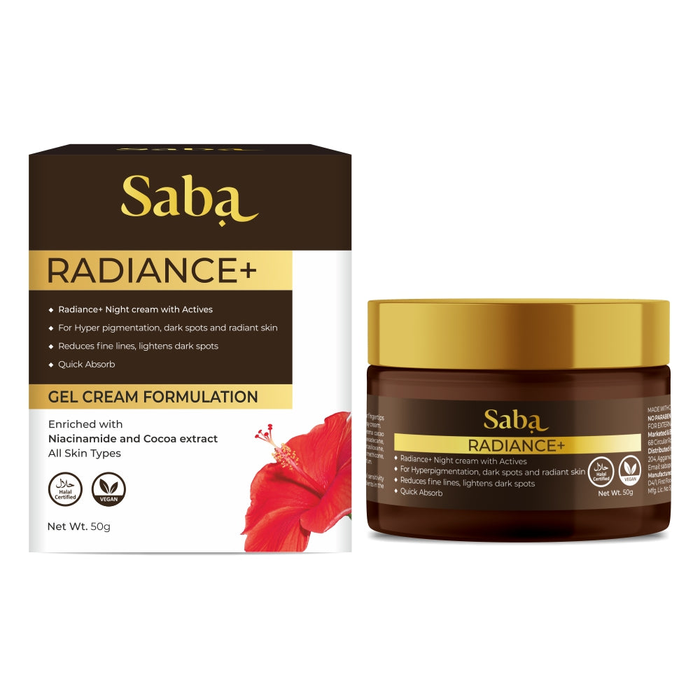 Saba Radiance+ Night Cream with Niacinamide, Cocoa Extract & Actives