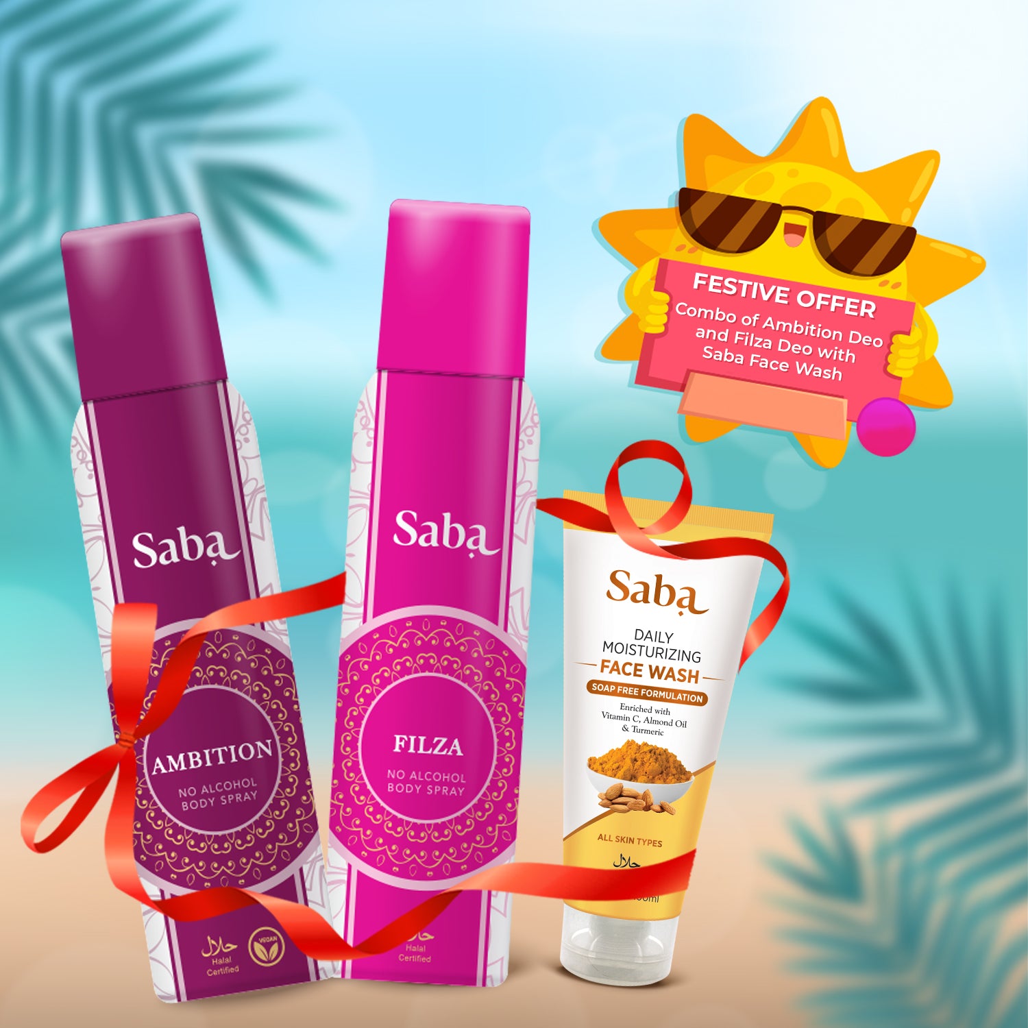 Combo of Saba Filza Deodorant & Saba Ambition Deodorant with Saba Daily Moisturizing Facewash