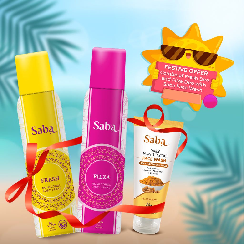 Combo Saba Filza Deodorant & Saba Fresh Deodorant with Saba Daily Moisturizing Facewash