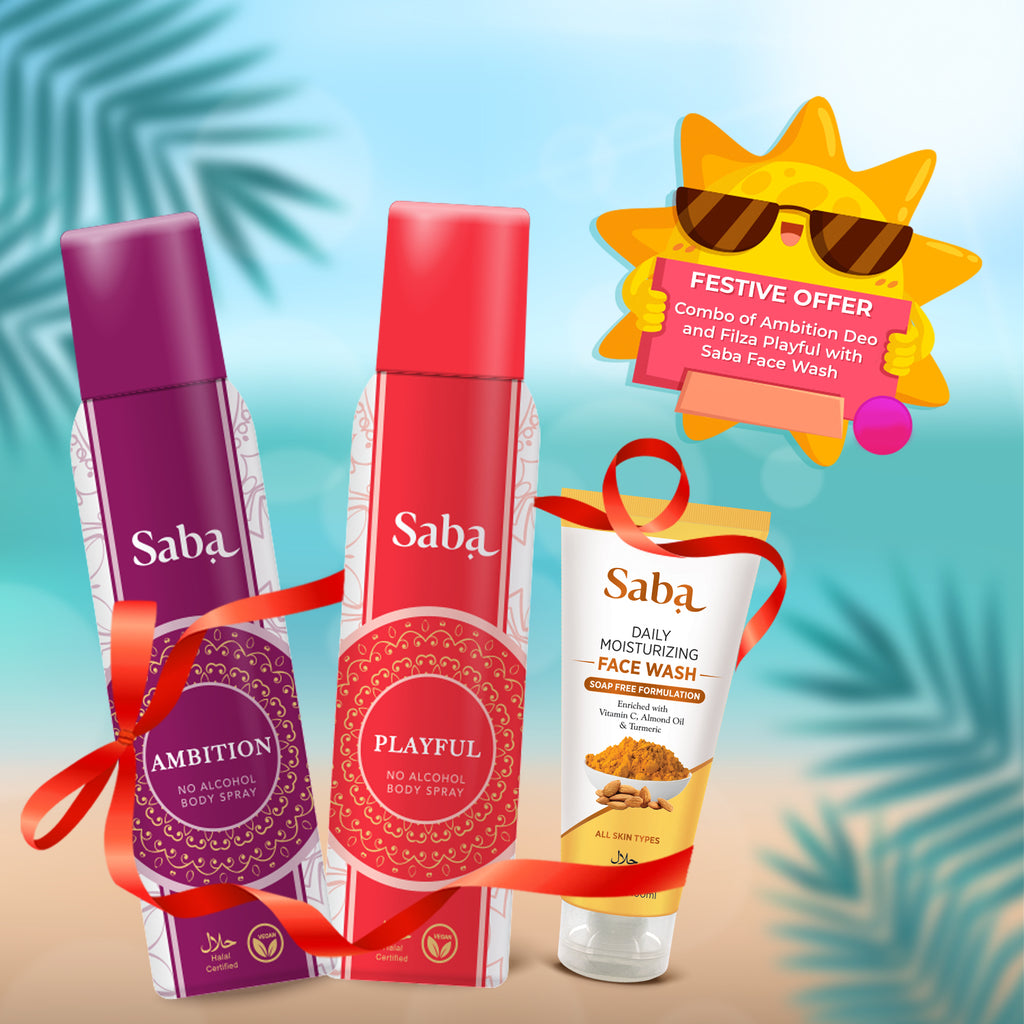 Combo of Saba Playful Deodorant & Saba Ambition Deodorant with Saba Daily Moisturizing Facewash