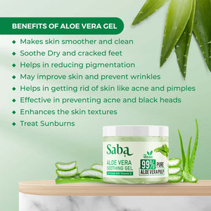 Saba Natural & Pure Aloe Vera Gel for Face, Hair and Skin 100 gm