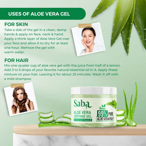 Saba Natural & Pure Aloe Vera Gel for face, hair and skin