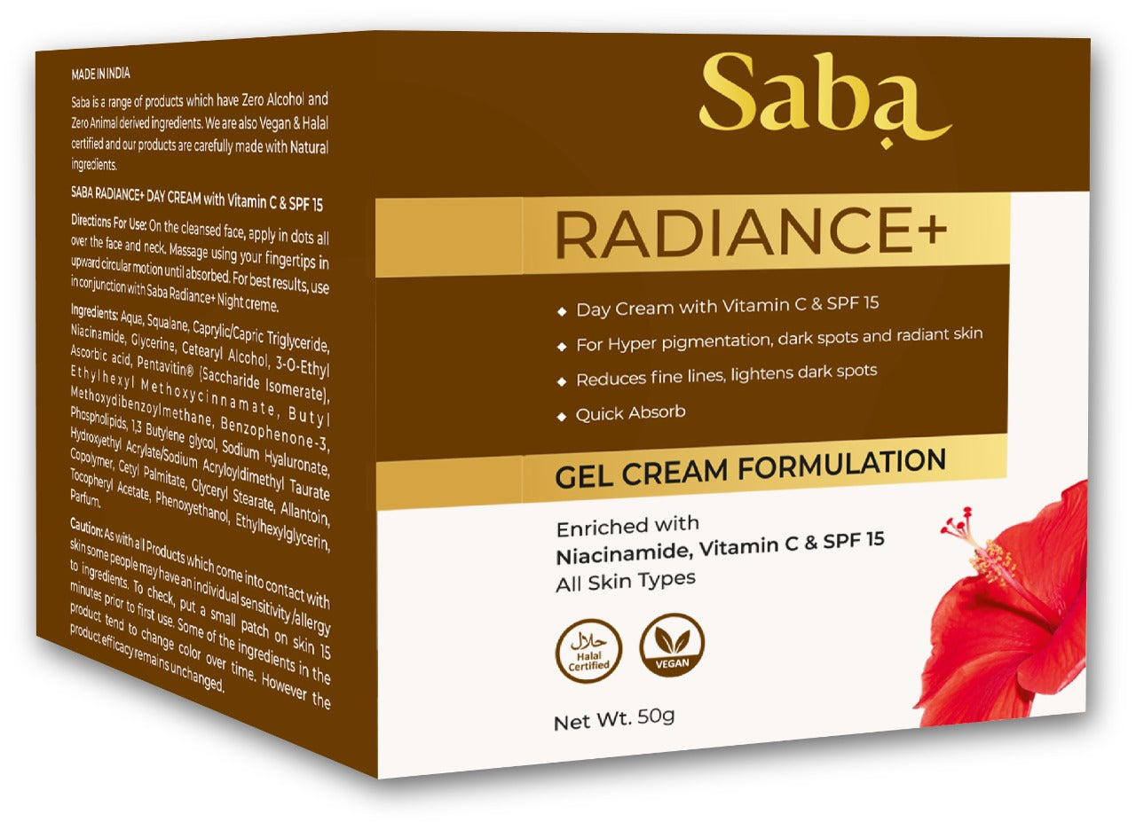 Saba Radiance+ Day Cream with Niacinamide, Vitamin C & SPF 15